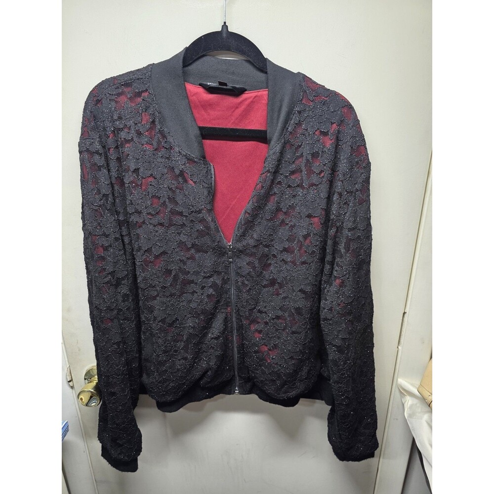 Lularoe Elegant Jacket, Red & Black Sparkle 3XL Boomer Type Jacket